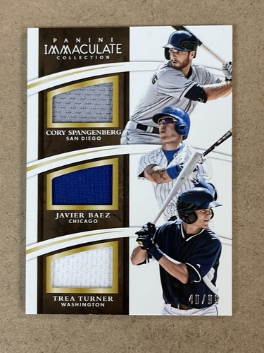 2015 IMMACULATE COLLECTION TRIPLE PLAYER/PATCH #11 BAEZ/ TREA TURNER .. #D /400
