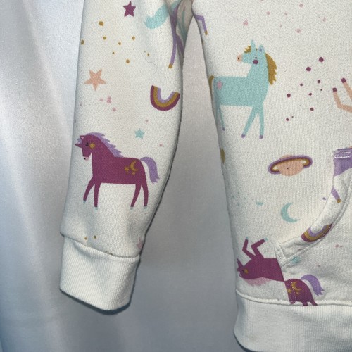 Cat & Jack Girls Unicorn Zip-up Fleece Hoodie XS Cozy Kangaroo Pocket Multicolor - Picture 4 of 6