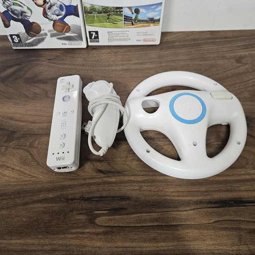 Nintendo wii Console Bundle wii sports Mairo Kart 4 Games Wheel Remote - Picture 5 of 11