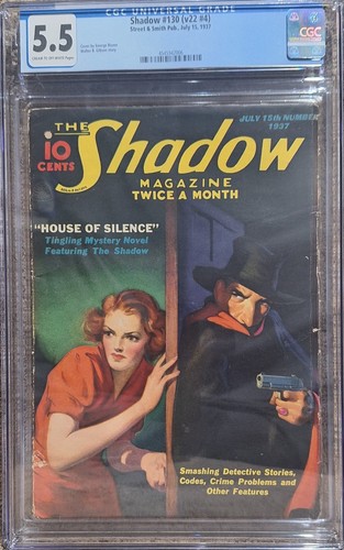 CGC 5.5 THE SHADOW #130 (V22 #4) JULY 15, 1937 ONLY 3 ON CGC CENSUS!!! - Picture 1 of 2