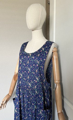 VTG Orvis Sz Large Cotton Floral Pinafore Jumper Cottage Core Praire cabincore - Picture 8 of 16