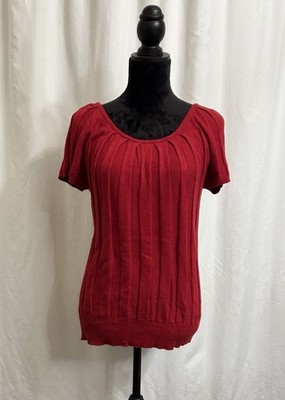 Joseph A. Qu'est-ce Que C'est Silk? Women s Red Pleated Sweater Size XL