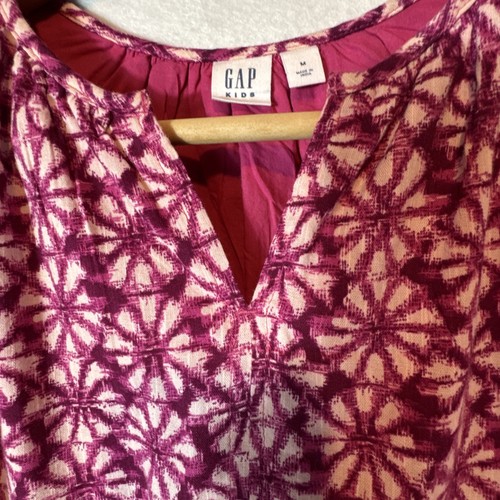 GAP KIDS Pink Lined Cotten Blend Floral Long Sleeve Tiered Ruffle Dress Sz 8 Med - Picture 4 of 12