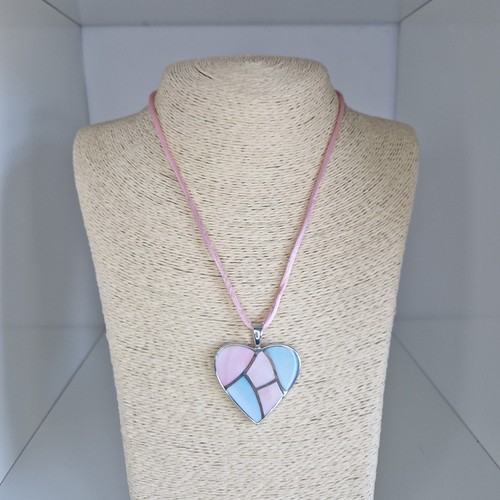 Joseph Esposito Heart Pendant Necklace Sterling Silver Espo Sig Mother Of Pearl  - Picture 6 of 16