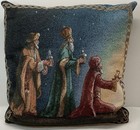 Three Wiseman Tapestry Throw Pillow Christmas Home Decor Holiday 14” X 15”