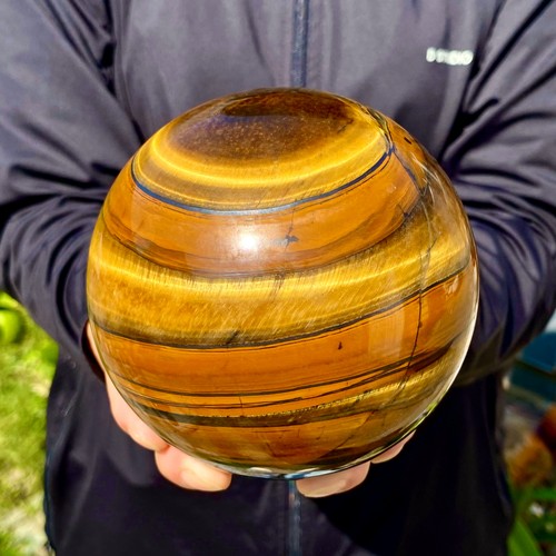 3.79LB Large Natural Tiger's Eye Ball Quartz Crystal Sphere Gem Healing Décor - Picture 2 of 17