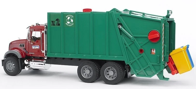 BRUDER, Camion per rifiuti con 2 pattumiere MACK, 1/16, BRU2812 - Immagine 2 di 4