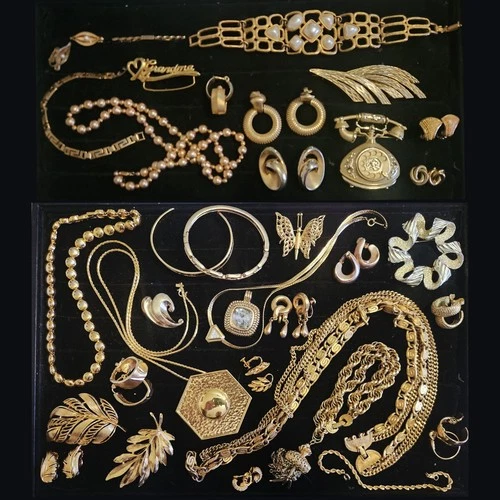 BIIG Vintage 2Now Goldtone Costume Jewelry Lot ALL SIGNED AVON NAPIER TRIFARI+