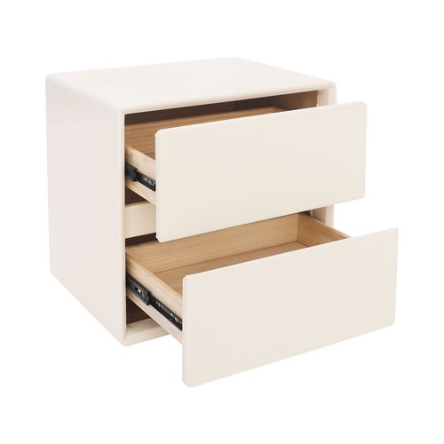 2-Drawer Nightstand Cream White Bed Side Table For Dormitories Bedrooms Bedside - Picture 11 of 24