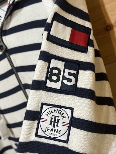 Tommy Hilfiger Women's M Hoodie Sweatshirt Full Zip Blue White Striped Anchor - Picture 13 of 13