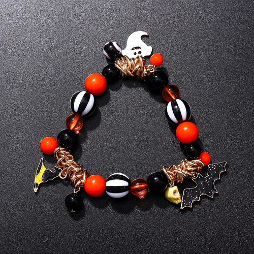 Halloween Armbänder Geist Kürbis Schalter Bettelarmbänder Geschenke Stretch Perlen Br - Bild 4 von 7