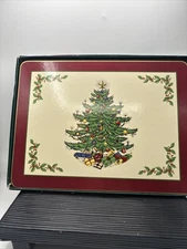 Vintage Cloverleaf England Christmas Cork Board Placemats 4 In Box