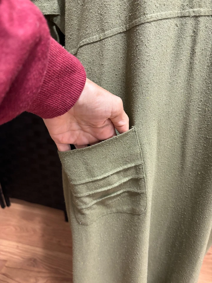 Maxi Vestido Notations 100% Seda Para Mujer XL Sage Lagen Look Boho Natural Hippie Foto 2 de 4