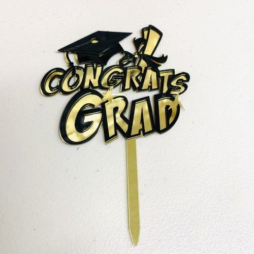 Acryl Cake Topper Happy Graduation Glückwunsch Abschlussfeier Hut Deko Idee - Bild 4 von 7