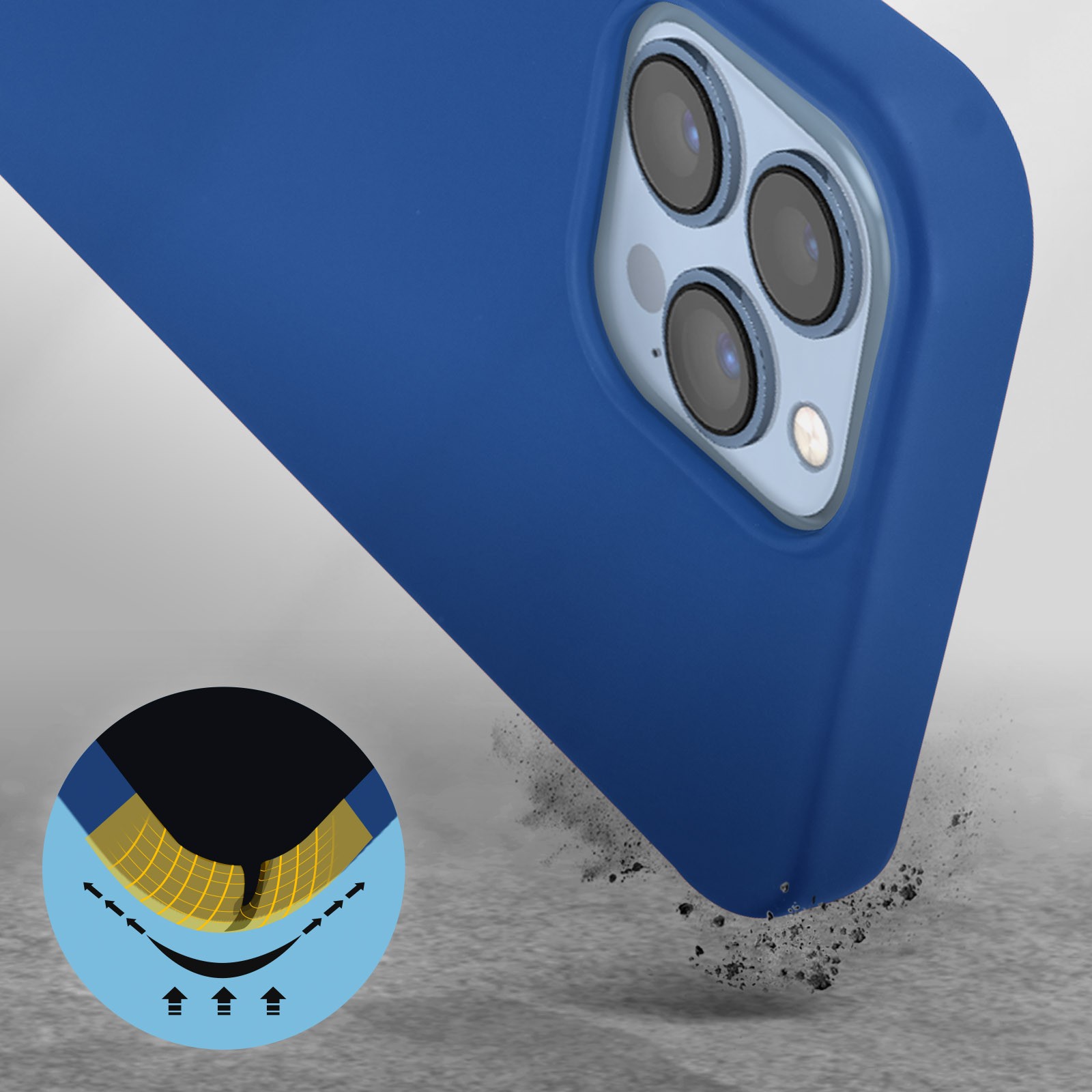 Coque iPhone 13 Pro Max en silicone bleu avec finition soft-touch - 3