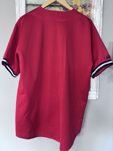 Maglia rossa vintage New York Yankees Majestic adulto grande MLB cucita - Foto 3 di 6