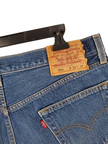 Vtg Y2K Levis 501 Blue Jeans Mens 36x34 Buttonfly Straight Leg Streetwear - Picture 6 of 12