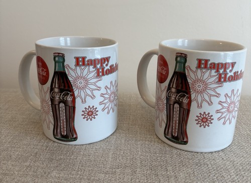 Coca Cola Santa and Coke Bottle Vintage Coffee Mugs Cups Happy Holidays Set of 2 - Picture 2 of 6