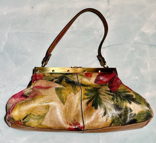 Borsa a mano PATRICIA NASH tinta floreale pelle italiana chiusura metallo bordo borsetta