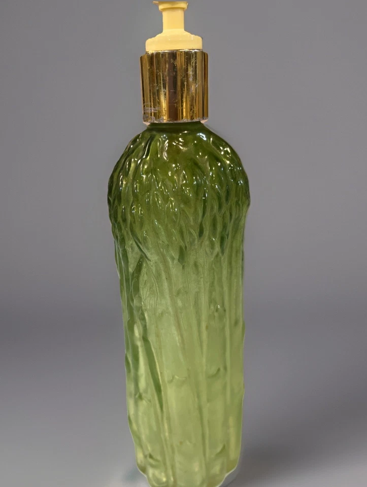 复古雅芳花园新鲜绿色玻璃芦笋乳液分装器带泵 1978 — 第 2/4 张图片