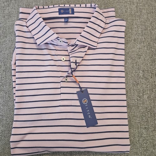 Stitch Golf Performance Short Sleeve Polo Shirt Pink Canal Striped Size XXL - Picture 9 of 9