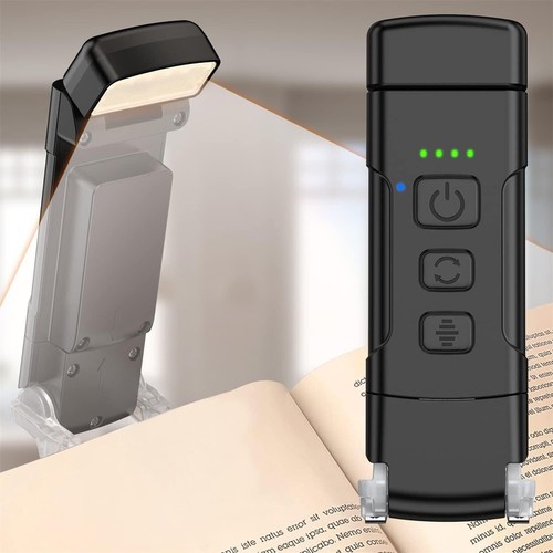 LED Clip Book Light USB Rechargeable for Reading in Bed Warm White Foldable - Photo 8/12