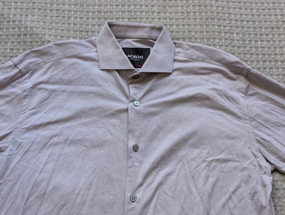 Maceoo Shirt Mens Medium Grey Long Sleeve Button Up Einstein 4-Way Stretch Dress - Image 2 of 4