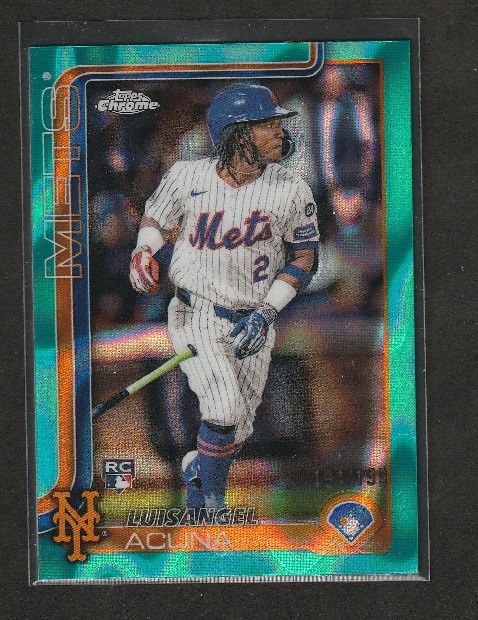 2025 Topps Chrome Aqua Raywave 56 Luisangel Acuna Rookie #194/199 , NY Mets