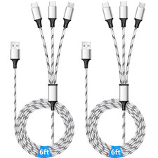 Multi Charging Cable 6Ft 2Pack Multi Charger Cable Braided Multiple USB Cabl