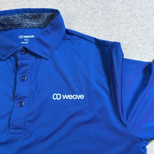 Primo Weave Polo Shirt Mens Medium Blue Performance Golf Business Casual Top - Picture 5 of 8