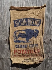 Vtg Colorado  Brand Potato Sac Burlap Bag Bison Buffalo Thanksgiving 2025 sale ￼