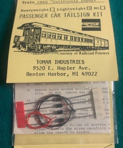 Tomar Industries N-183 CB&Q California Zephyr Personenwagen Tailsign Kit