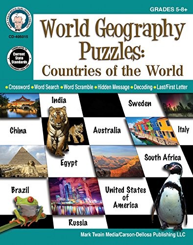 MARK TWAIN - WORLD GEOGRAPHY PUZZLES: COUNTRIES OF THE By Mark Twain Media *NEW*