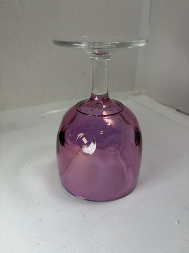 Vintage amethyst purple Glass Thumbprint Goblet. 6” Tall x 3 3/4” Round - Picture 2 of 3