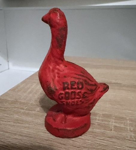 1920s Arcade Red Goose Shoes Cast Iron Advertising Antique Toy Coin Bank