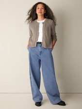 Eileen Fisher Cotton Stretch Denim Roomy Wide Trouser Brand New NO IMPORT FEES
