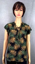 Studio B by Bobeau Short Sleeve Tropical Print Blouse Women's Size L
