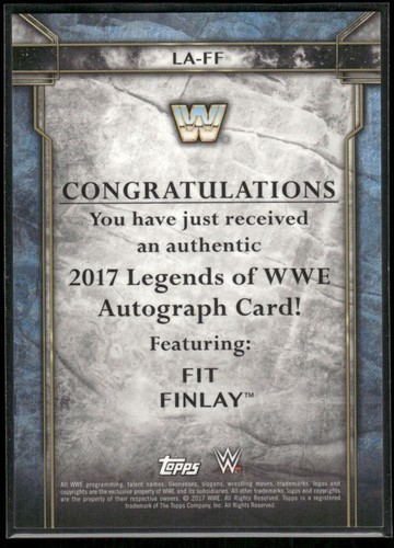 2017 Topps Legends of WWE Fit Finlay #LA-FF Autograph /199 - Picture 2 of 2
