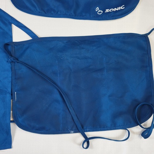 Lot 3 Sonic Drive-In Cook & Server Aprons Blue Uniform Fast Food Restaurant READ - Picture 9 of 12
