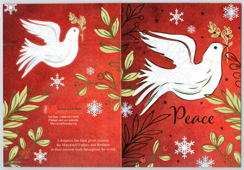 Greeting Card Red Dove of Peace with Olive Branches - Christmas - Picture 4 of 4