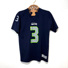 NFL Seattle Seahawks Navy Blue Russell Wilson 3 Kids Youth Size Jersey T-Shirt