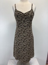 Vtg Old Navy Floral Midi Dress Sz 4 Forest Fairy Brown Black Grunge Skater Y2K