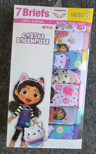  SIZE 8 GABBY'S DOLLHOUSE 7 Briefs 100% Cotton Softer Than Ever Brand New - Picture 1 of 2