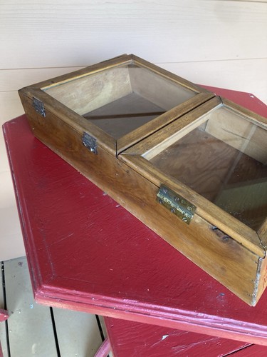 Vintage Candy Display 1 Cent Wooden Glass Doors Unbranded Lays Flat - Picture 3 of 14