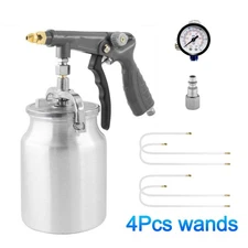 Air Rust Proofing and Undercoating Gun with Gauge & Suction Feed Cup 4pcs Wands