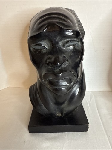 Vintage African Art Sculptures Fred Press MALE FEMALE African Busts Bookends Set - Picture 8 of 15