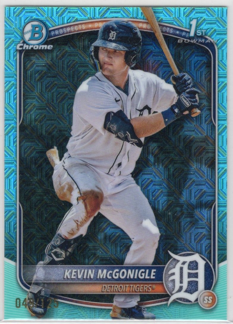MEGA RARE Kevin McGonigle Aqua Mojo Refractor SP /125 2025 1st Bowman Chrome