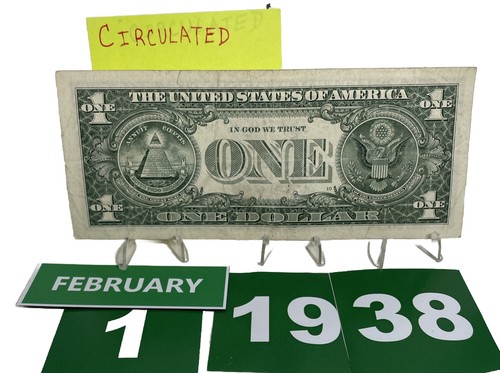 Birthday/Anniversary Dollar February 1 1938 . Fancy Serial Number Circulated - Picture 3 of 12