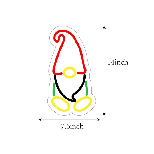 LED Christmas Gnomes Neon Sign with Dimmable Home Party Wall Hanging Nightlight - Picture 11 of 14