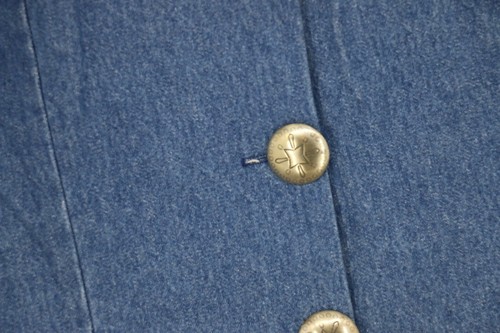 VINTAGE Cactus Flower Womens Size XL Denim Jean Button Up Vest Silver Hardware - Picture 3 of 6